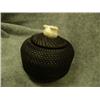 Image 2 : Carl Hank baleen basket with ivory walrus head finial- 4" tall