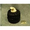 Image 2 : Baleen basket with ivory whale tale finial, 582f- approx. 3" tall