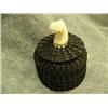 Image 3 : Baleen basket with ivory whale tale finial, 581f- approx. 3-7/8" tall, 3" diameter at base