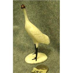 Carved ivory Whooping Crane by C. Kokuluk- retail price $600- 4-5/8" tall