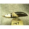 Image 1 : Seal claw with carved ivory seal pendant or key chain done by H. K.- 2-1/2"