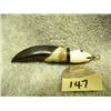 Image 7 : Seal claw with carved ivory seal pendant or key chain done by H. K.- 2-1/2"