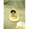 Image 2 : Carved white ivory walrus made by L. O.- 1-1/2" tall, 2-1/2" wide