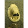 Image 5 : Carved white ivory walrus made by L. O.- 1-1/2" tall, 2-1/2" wide