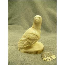 Carved white ivory eagle by Roger Silook- 3-1/4" tall, 2-1/2" wide