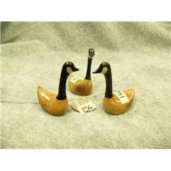 Lot of 3 bone, baleen and ivory Canadian Geese by Aningayou- each approx. 2-3/8" tall