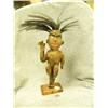 Image 1 : Michael Scott wooden figure with abalone eyes, baleen hair, and copper at back of head- 12-3/4" tall