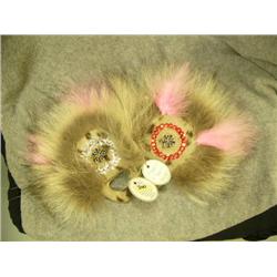 Yup'ik dance fans made from seal with beads by Flora Wassillie of Togiak, AK