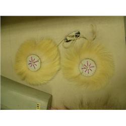 CHOICE on 3 Eskimo yo-yos made with polar bear fur, handles are baleen