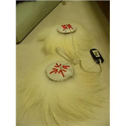 CHOICE on 3 Eskimo yo-yos made with polar bear fur, handles are baleen