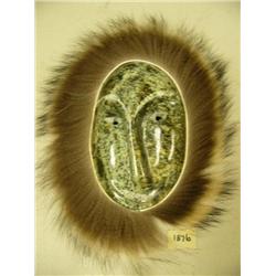 CHOICE on 2 Michael Scott soapstone masks with fur trim (2)