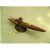 Image 1 : Soapstone kayaker/hunter mounted on bone- 12-1/2" long (2)