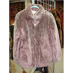 Lady's dyed sheered beaver car coat with zipper size Small (28)