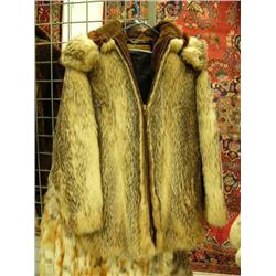 Badger men's car coat with hood and wolf ruff approx. S/M (28)