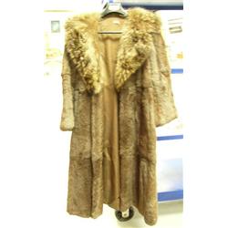 Nutria coat with raccoon ruff 47" long (28)