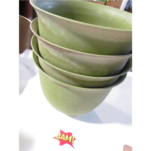 4 Green Flower Pots