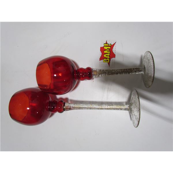 Red wine glasses with long stem  2pc