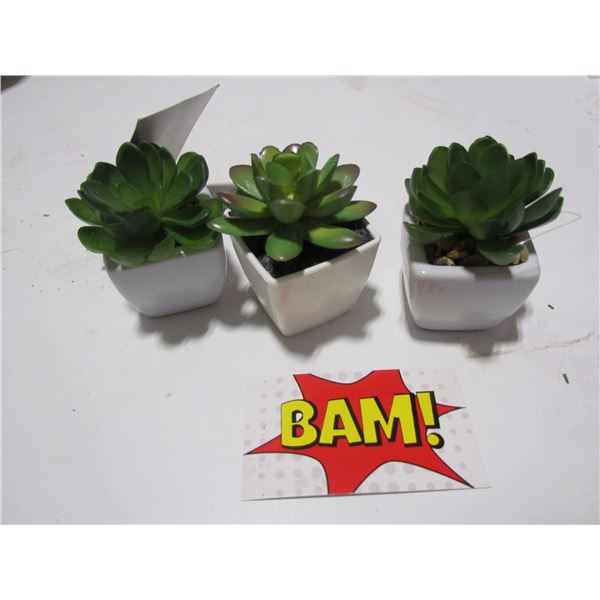 3 Small fake plants