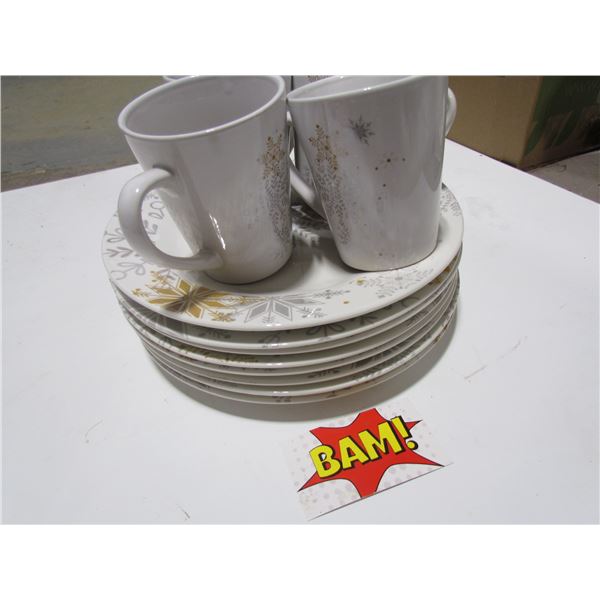 Snowflake cup and plate set (4 cups and 8 plates)