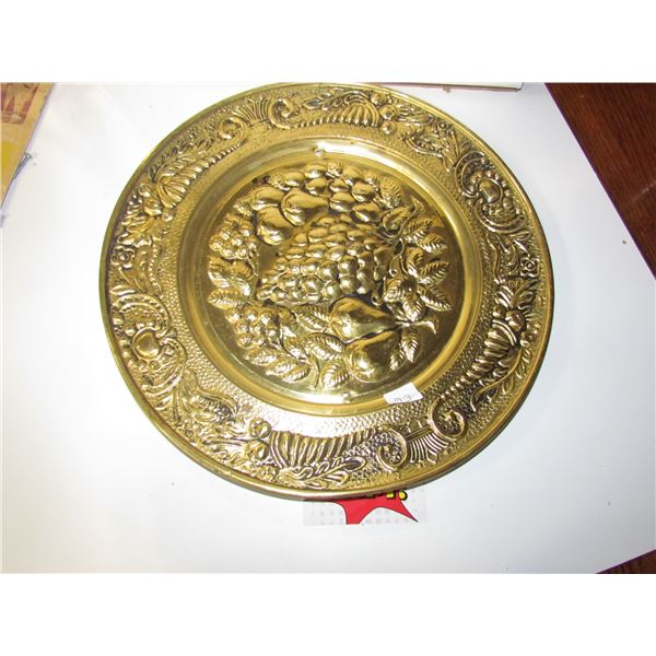 Round Brass Plate - Fruits