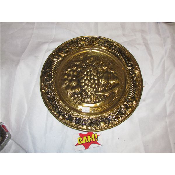 Round Brass Plate - Fruits