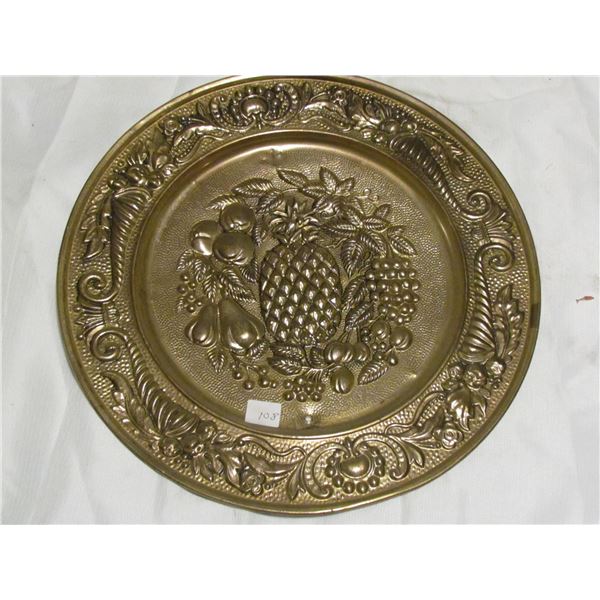 Round Brass Plate - Pineapple