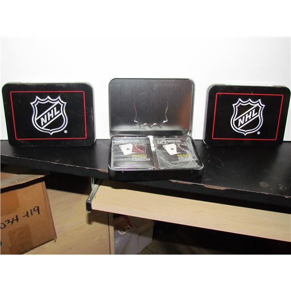 NHL Hockey Playing Cards Set Collector's Tin & 2 Decks of Canadian Teams New