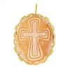 Image 1 : Vintage 18k Gold Cross Carved Oval Shell Cameo Polished Frame Brooch Pin Pendant