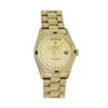 Image 2 : Rolex Mens Quickset 18K Yellow Gold Factory Champagne Diamond Dial Emerald Bezel