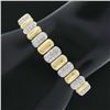 Image 8 : Vintage 18K TT Gold 1.50 ctw Pave Diamond & Polished Graduated Oval Link Bracele