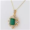 Image 2 : 13.41 ctw Emerald and 1.72 ctw Diamond 18K Yellow and White Gold Pendant