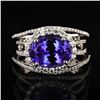 Image 1 : 4.26 ctw Tanzanite and 0.84 ctw Diamond Platinum Ring