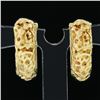 Image 2 : Vintage 18K Yellow Gold Nugget Textured Finish Hoop Huggie Clip On Earrings