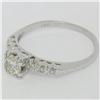 Image 2 : Vintage 14K White Gold .70 ctw Transitional Cut Diamond Solitaire Engagement Rin