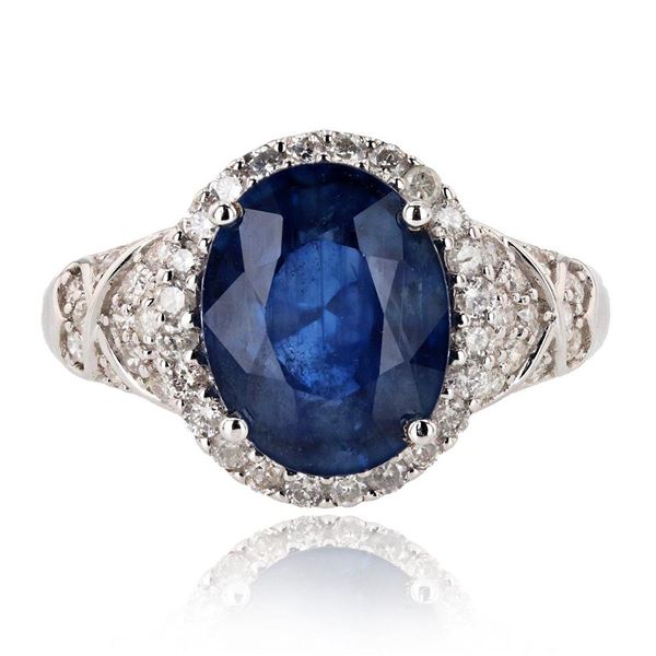 4.79 ctw Tanzanite and 0.57 ctw Diamond 14K White Gold Ring