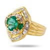 Image 2 : 1.02 ctw Emerald and 0.57 ctw Diamond 18K Yellow Gold Ring