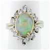 Image 1 : Estate FINE 14K Gold 3.81 ctw Cabochon Opal Round Baguette Diamond Cocktail Ring