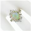 Image 3 : Estate FINE 14K Gold 3.81 ctw Cabochon Opal Round Baguette Diamond Cocktail Ring