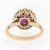Image 7 : Vintage 18k Gold 2 ctw GIA Burma No Heat Round Ruby Diamond Halo Cluster Ring