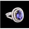 Image 1 : 14KT Two-Tone 4.50 ctw Tanzanite and Diamond Ring