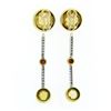 Image 9 : Antonini 18K TT Gold Bezel Citrine Diamond & Ruby Long Dangle Day Night Earrings