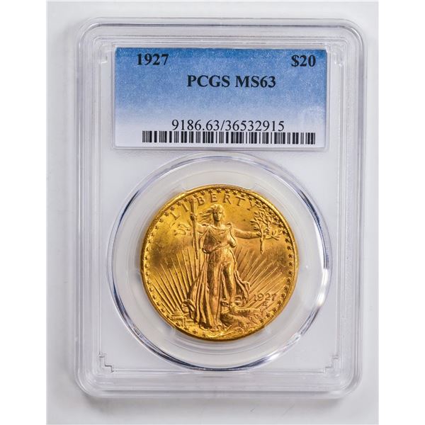 1927 $20 Double Eagle Gold Coin PCGS MS63