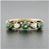 Image 2 : Antique Victorian 14k Gold .70 ctw Round Prong Tsavorite Diamond 5 Stone Band Ri