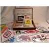 Image 1 : climax safety pin box with large lot of radio stickers