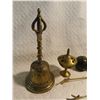 Image 2 : collection of brass items, bell, lock, owl, hook