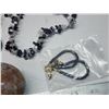 Image 4 : Misc. items - Lead paper weight, Quartz crystal egg, hematite necklaces, etc.