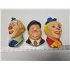 Image 1 : 3 Decorative figure heads - 2 clowns and gentleman - Legend products, J. Wright