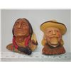 Image 1 : 2 Decorative figure heads - Sitting Bull & Buffalo bill - Legend products, J. Wright