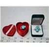 Image 1 : 2 Turquoise colored, .925 silver rings - in ring boxes