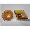 Image 2 : 2 Marigold carnival glass dishes